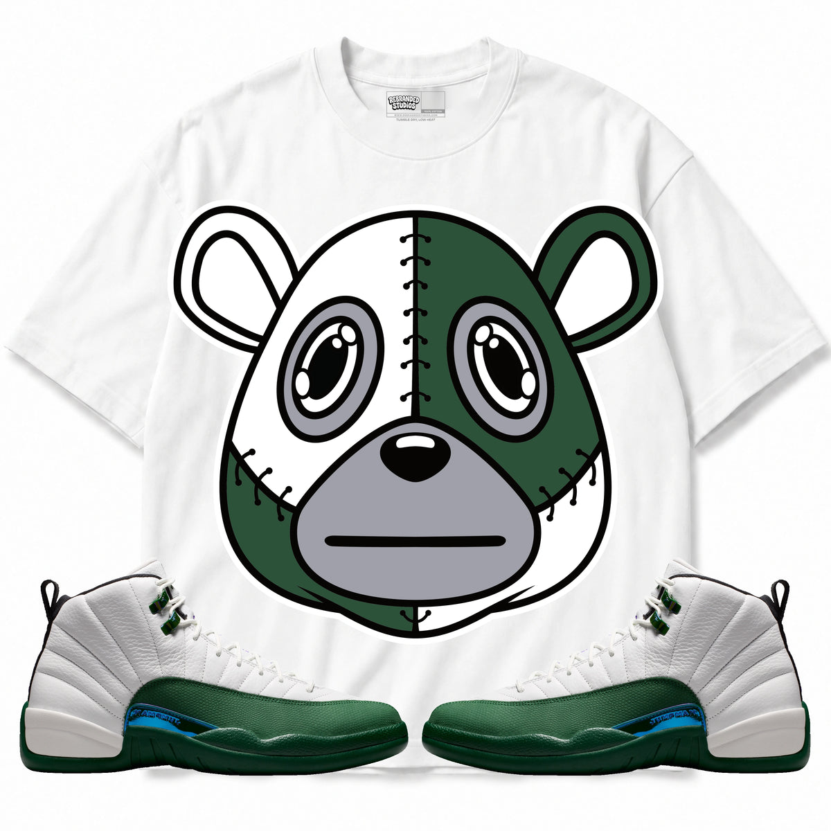 Rebranded Studios Rebranded Bear 2.0 Air Jordan 12 Bucks T-shirt — main
