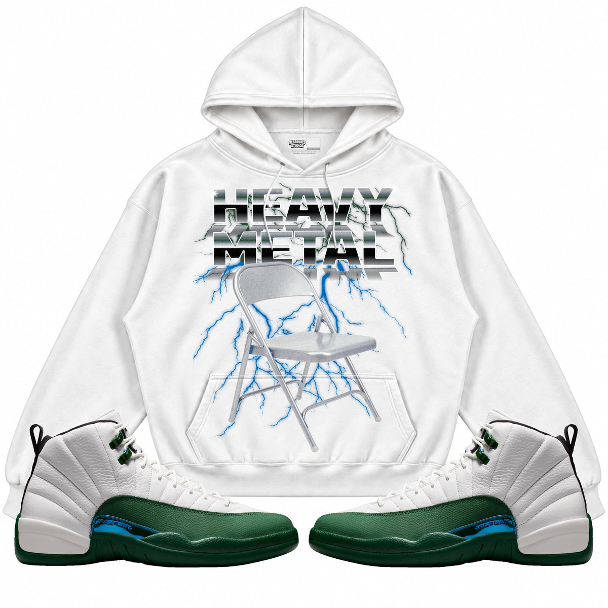 Rebranded Studios Heavy Metal Air Jordan 12 Bucks Hoodie — main