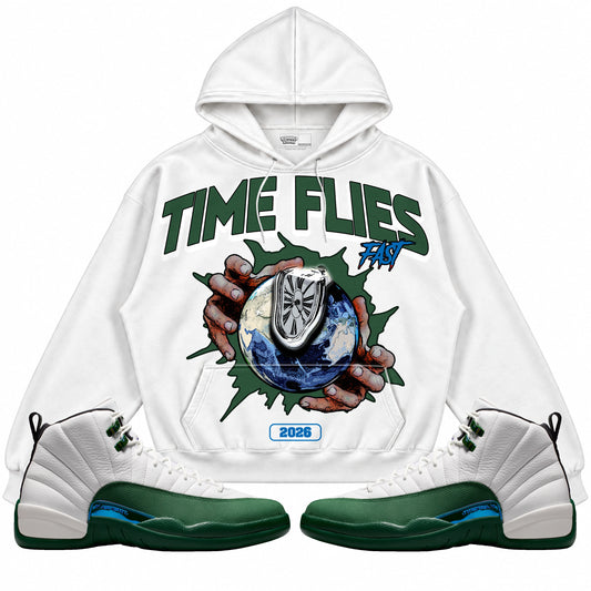 Rebranded Studios Time Flies 2.0 Air Jordan 12 Bucks Hoodie — main