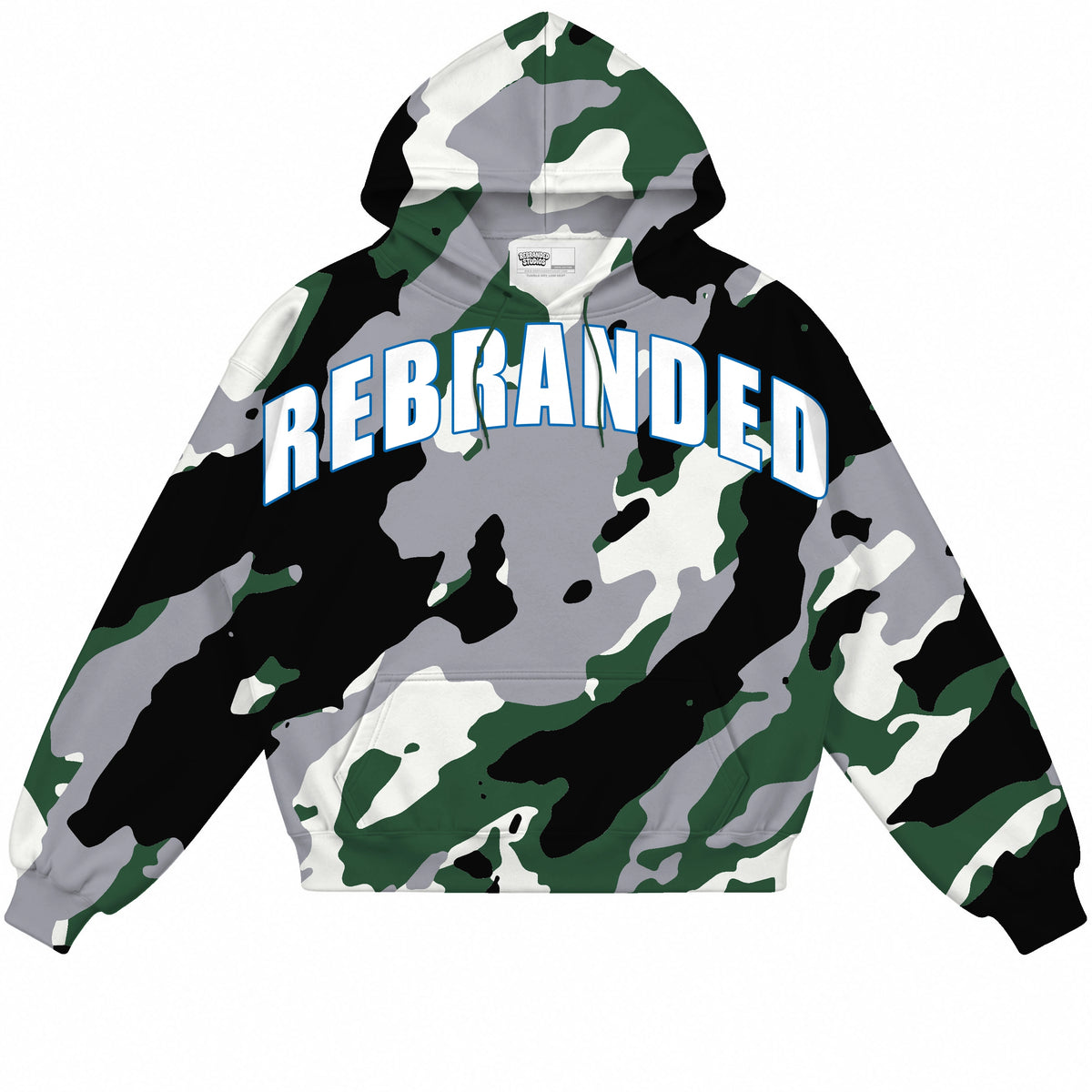 Rebranded Studios Arched Wordmark Air Jordan 12 Bucks Hoodie — front