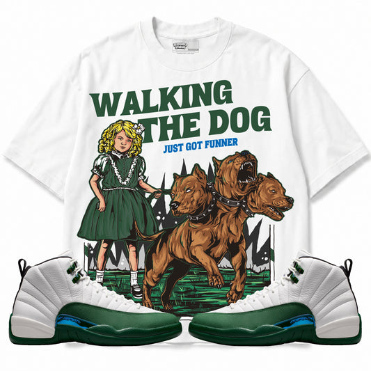 Rebranded Studios Walking The Dog Air Jordan 12 Bucks T-shirt — main