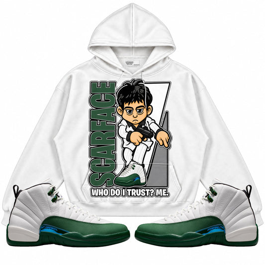 Rebranded Studios Scarface Who Do I Trust Me Air Jordan 12 Bucks Hoodie — main