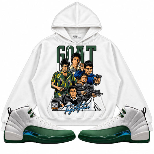 Rebranded Studios GOAT Scarface Air Jordan 12 Bucks Hoodie — main