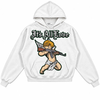 Rebranded Studios It's All Love Air Jordan 12 Bucks Hoodie — front