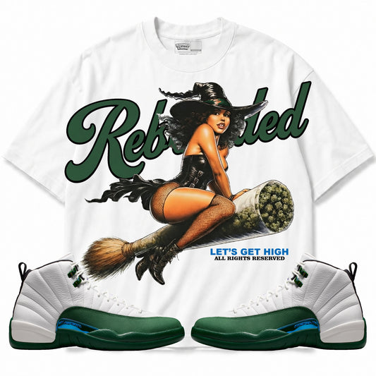 Rebranded Studios Let's Get High Air Jordan 12 Bucks T-shirt — main