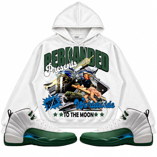 Rebranded Studios To The Moon Air Jordan 12 Bucks Hoodie — main