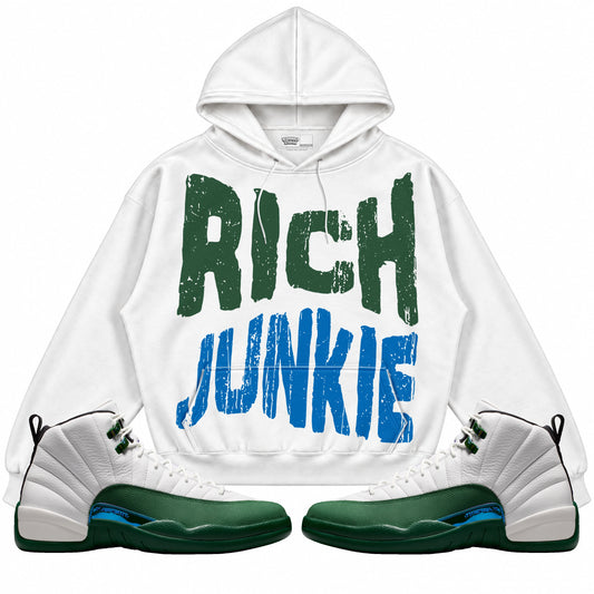 Rebranded Studios Rich Junkie/No Emotion Air Jordan 12 Bucks Hoodie — main