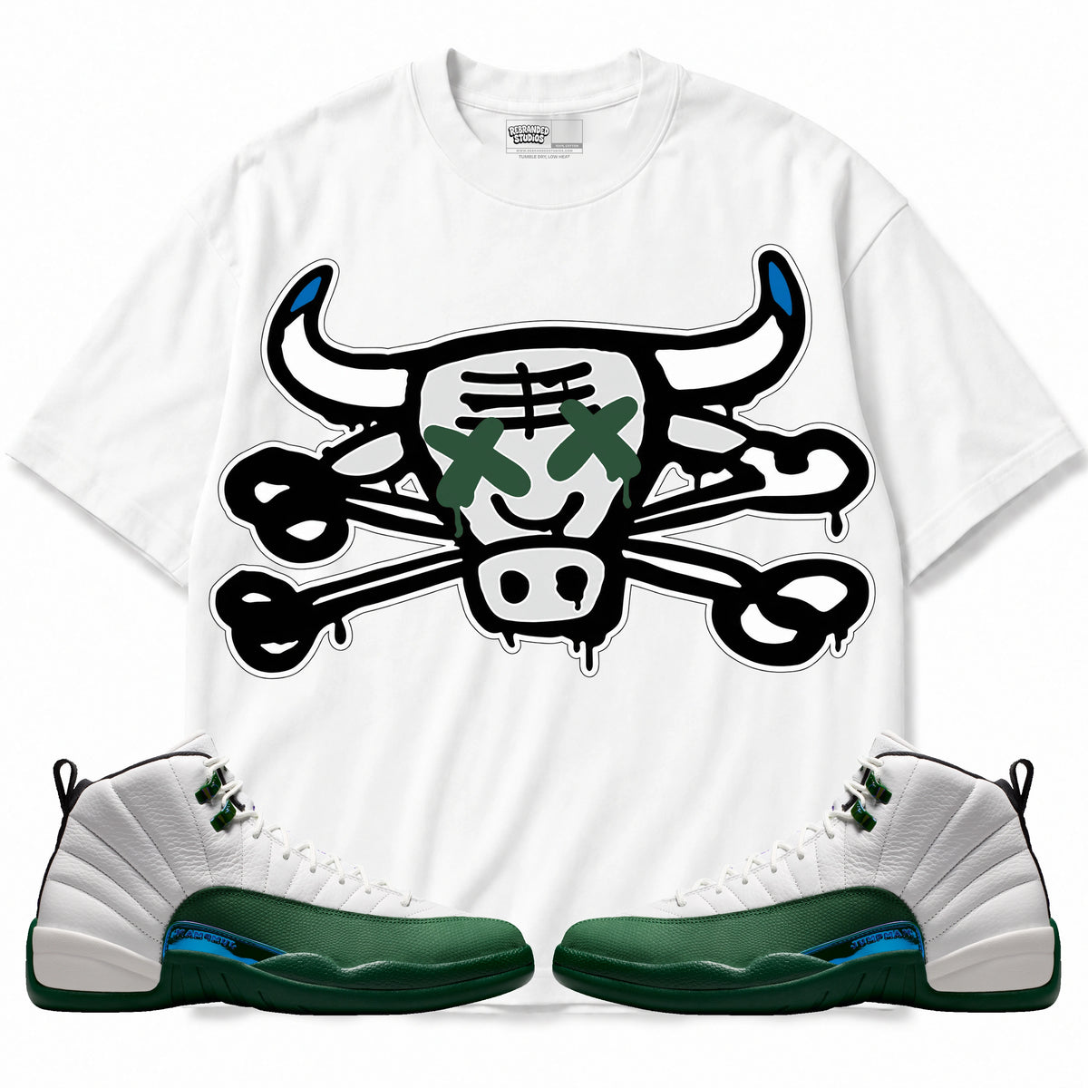 Rebranded Studios The Bull Air Jordan 12 Bucks T-shirt — main