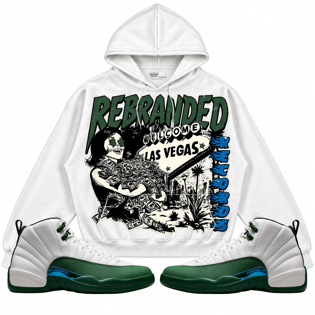 Rebranded Studios Records Air Jordan 12 Bucks Hoodie — main