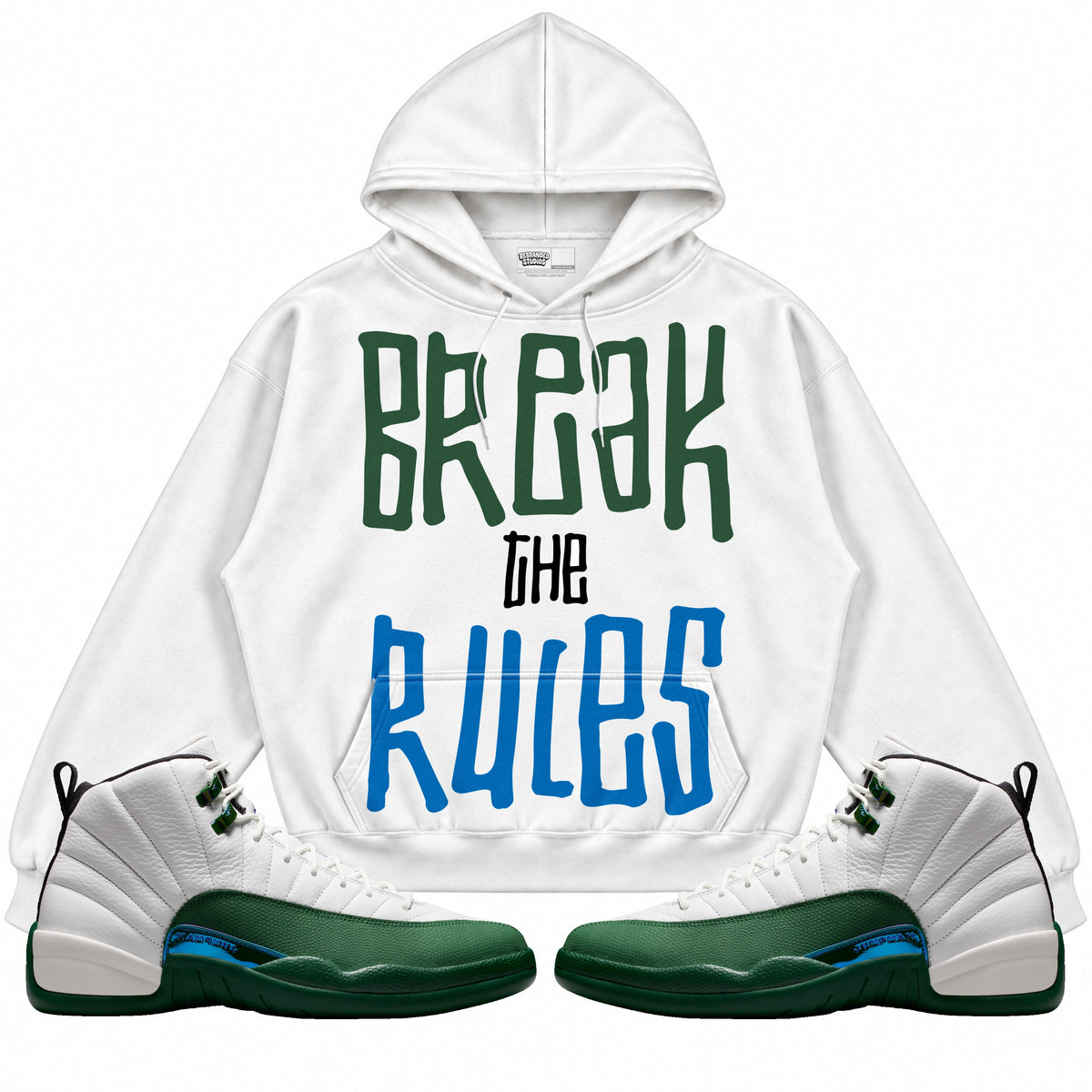 Rebranded Studios Break The Rules 2.0 Air Jordan 12 Bucks Hoodie — main