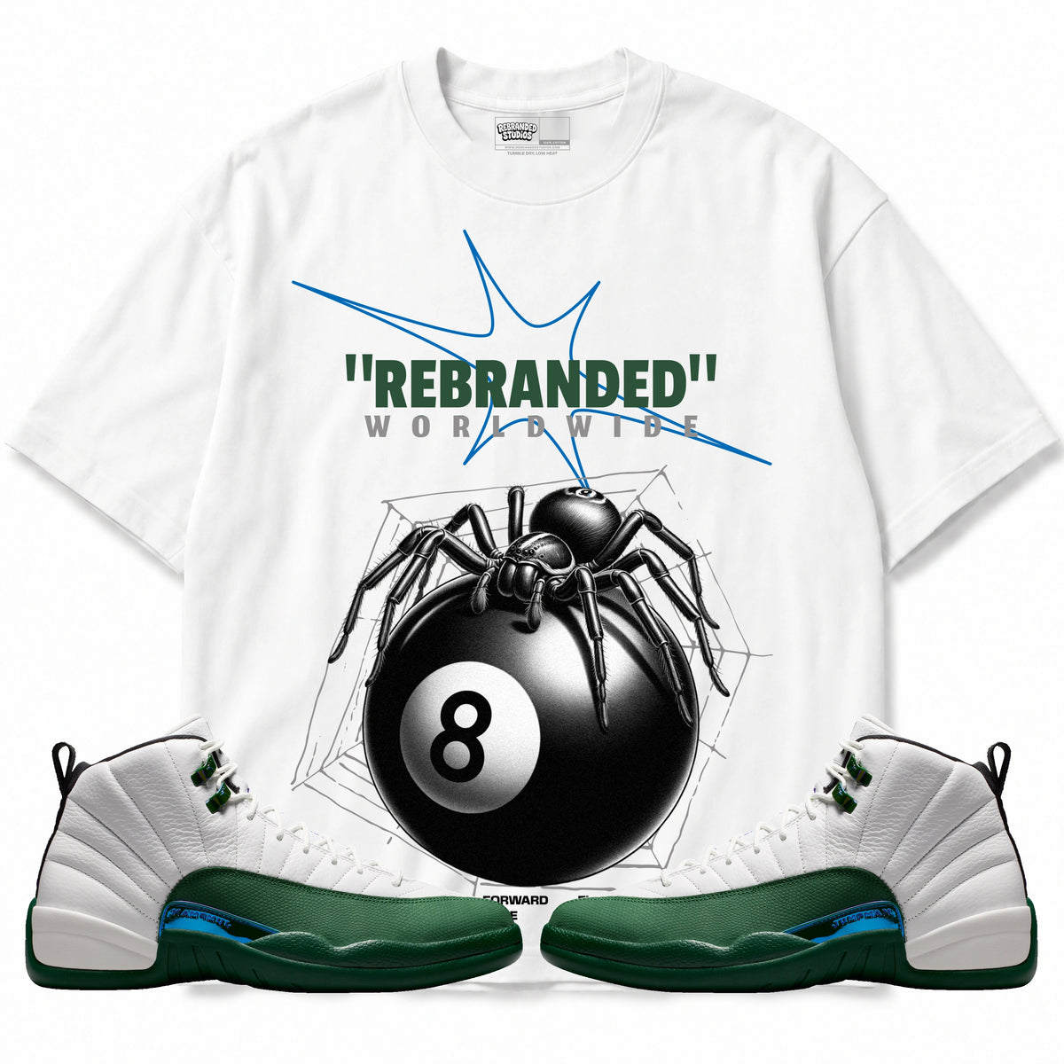 Rebranded Studios Spider 2.0 Air Jordan 12 Bucks T-shirt — main