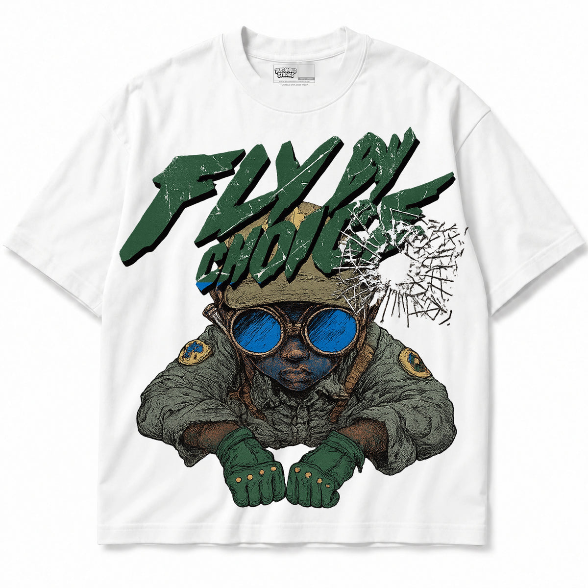 Rebranded Studios Fly By Choice Air Jordan 12 Bucks T-shirt — front