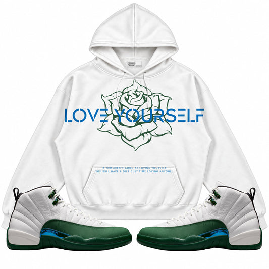 Rebranded Studios Love Yourself Air Jordan 12 Bucks Hoodie — main