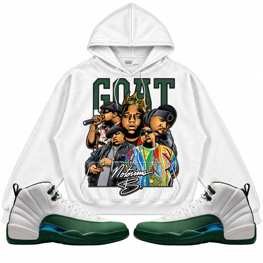 Rebranded Studios GOAT Biggie Smalls Air Jordan 12 Bucks Hoodie — main