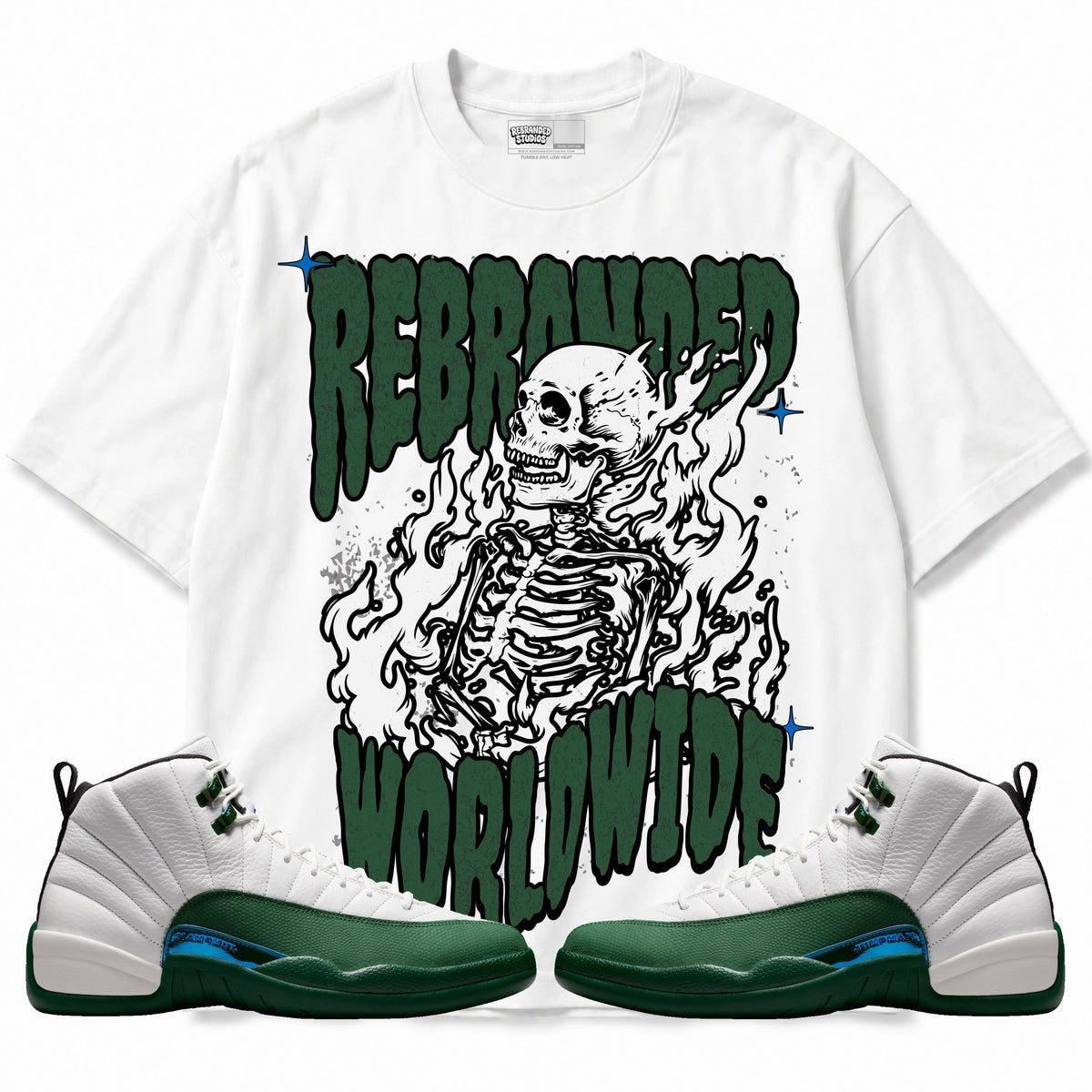Rebranded Studios Worldwide Air Jordan 12 Bucks T-shirt — main