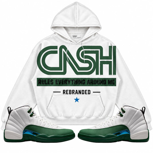 Rebranded Studios Cash Rules Everything Around Me Air Jordan 12 Bucks Hoodie — main
