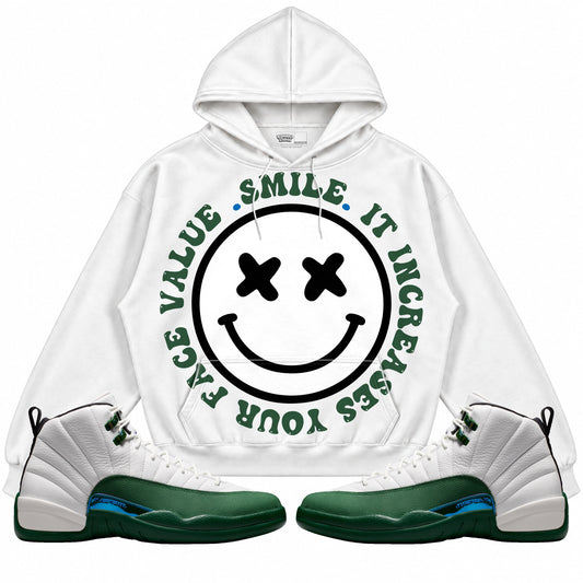 Rebranded Studios Smile It Increases Your Face Value Air Jordan 12 Bucks Hoodie — main