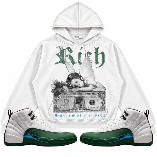 Rebranded Studios Rich But Empty Inside Air Jordan 12 Bucks Hoodie — main