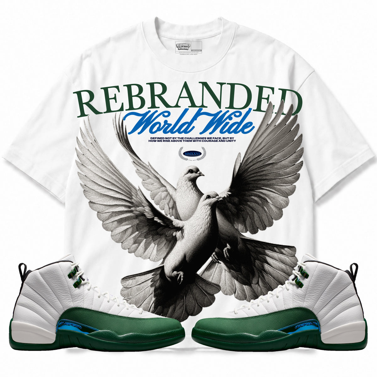 Rebranded Studios WW Birds Air Jordan 12 Bucks T-shirt — main