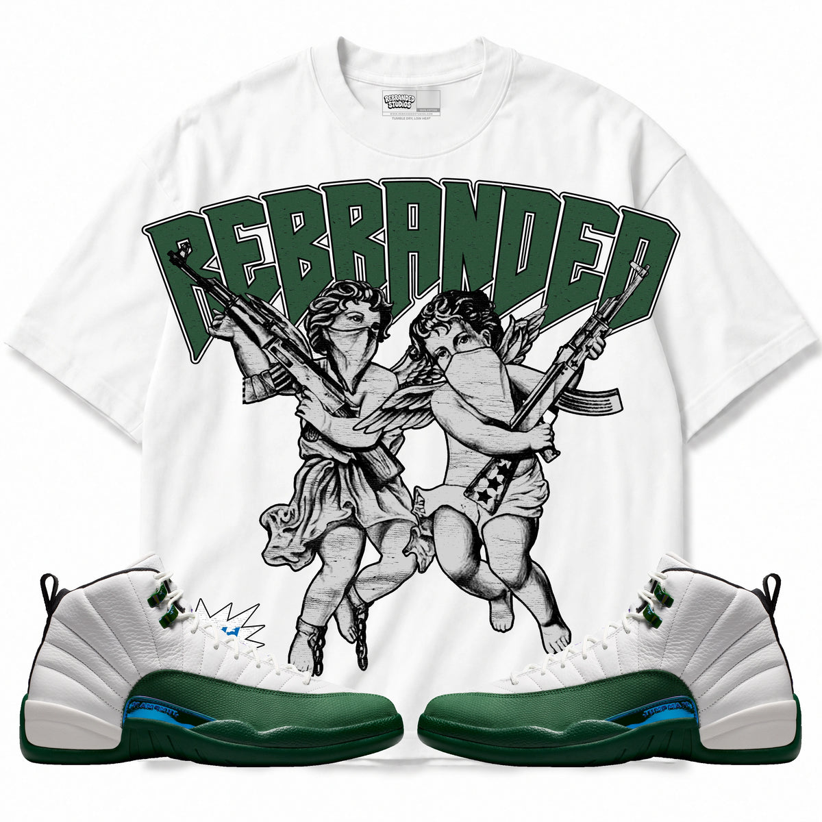 Rebranded Studios Angels 2.0 Air Jordan 12 Bucks T-shirt — main