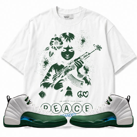 Rebranded Studios Peace 2.0 Air Jordan 12 Bucks T-shirt — main