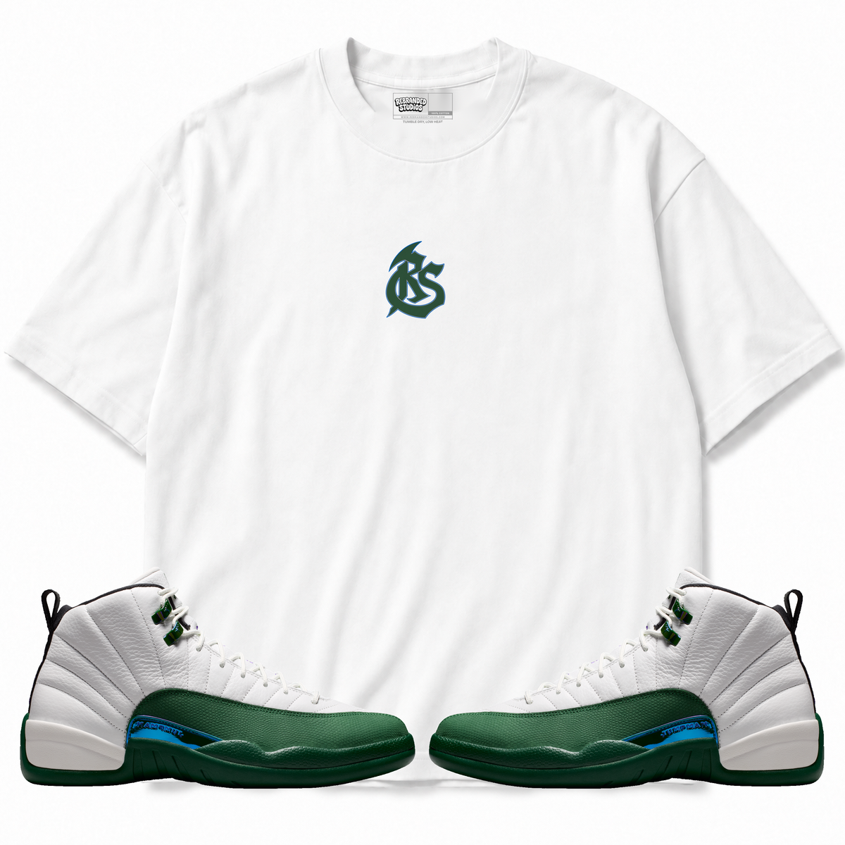 Rebranded Studios RS Logo Air Jordan 12 Bucks T-shirt — main