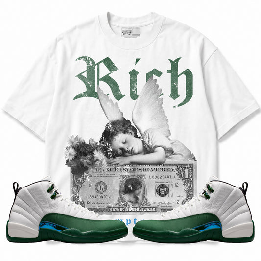 Rebranded Studios Rich But Empty Inside Air Jordan 12 Bucks T-shirt — main