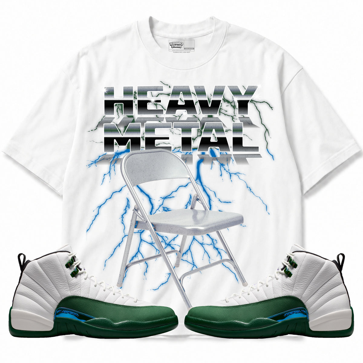 Rebranded Studios Heavy Metal Air Jordan 12 Bucks T-shirt — main