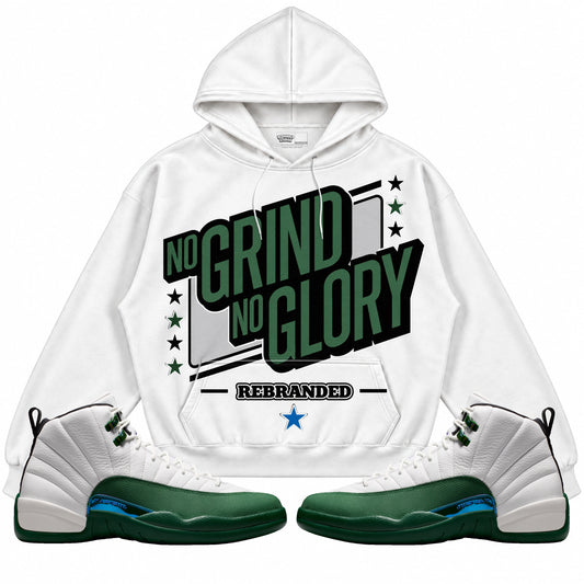 Rebranded Studios No Grind No Glory Air Jordan 12 Bucks Hoodie — main