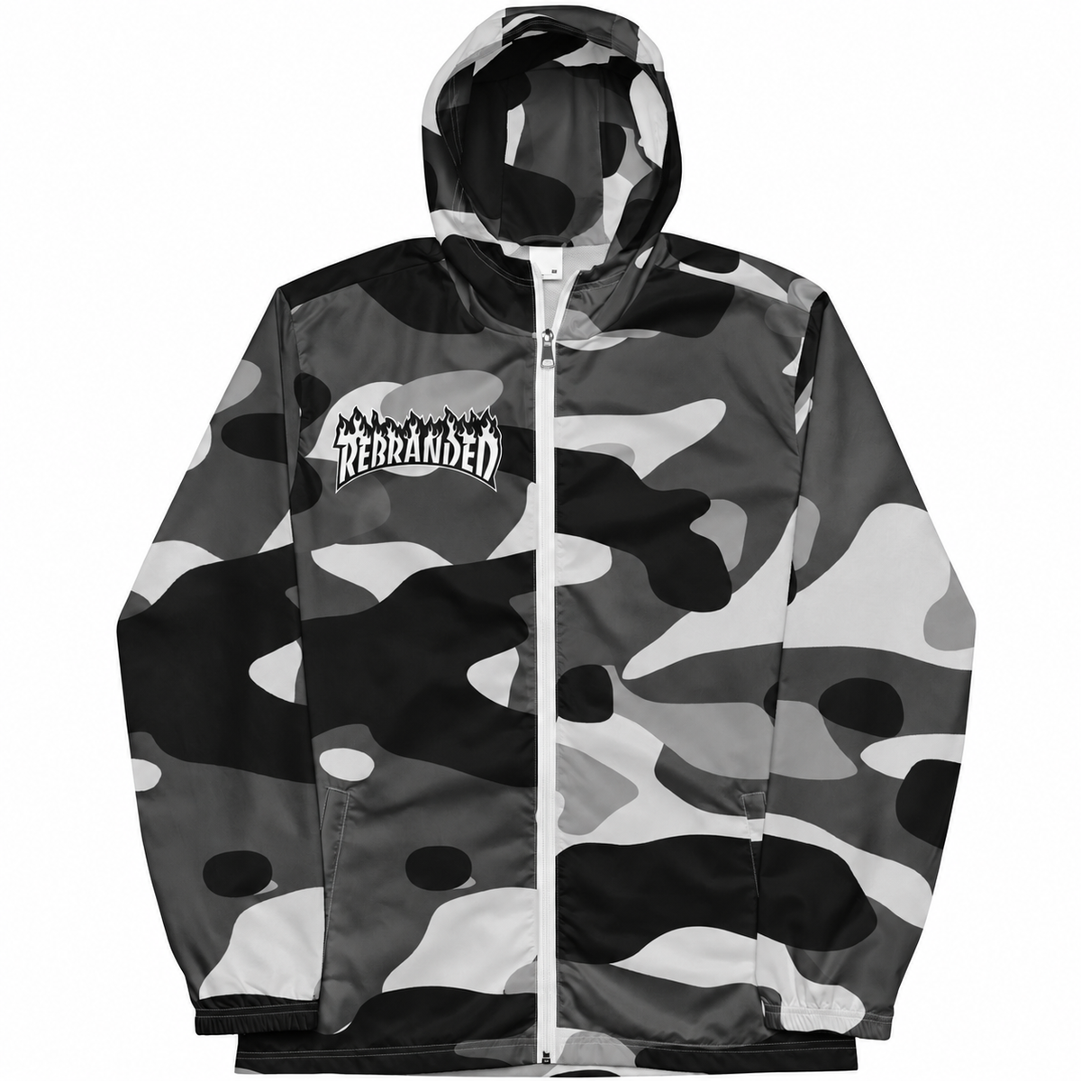 Rebranded Studios Classic Camo Air Jordan 8 Chrome Windbreaker - front