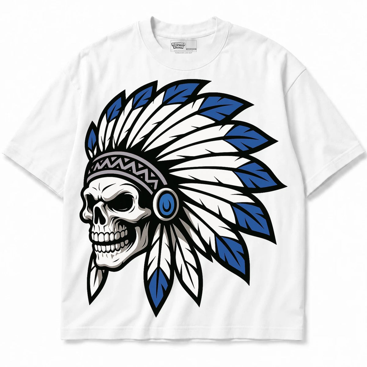 Rebranded Studios Chief 2.0 Air Jordan Retro 1 True Blue White shirt — front