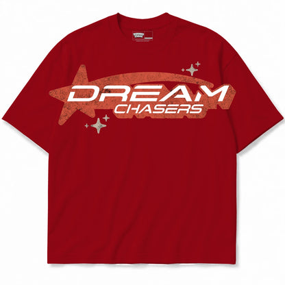 Rebranded Studios Dream Chasers — Shooting Star Air Jordan 4 Brick By Brick red shirt — front