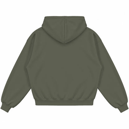 Rebranded Studios Chief 2.0 Air Jordan 4 Undefeated olive hoodie — back