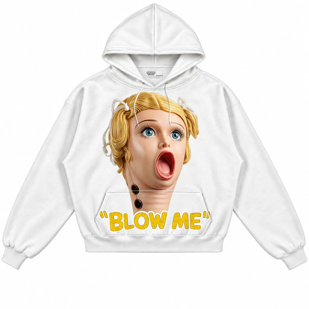 Rebranded Studios Blow Me Air Jordan 4 Tour Yellow white hoodie — front
