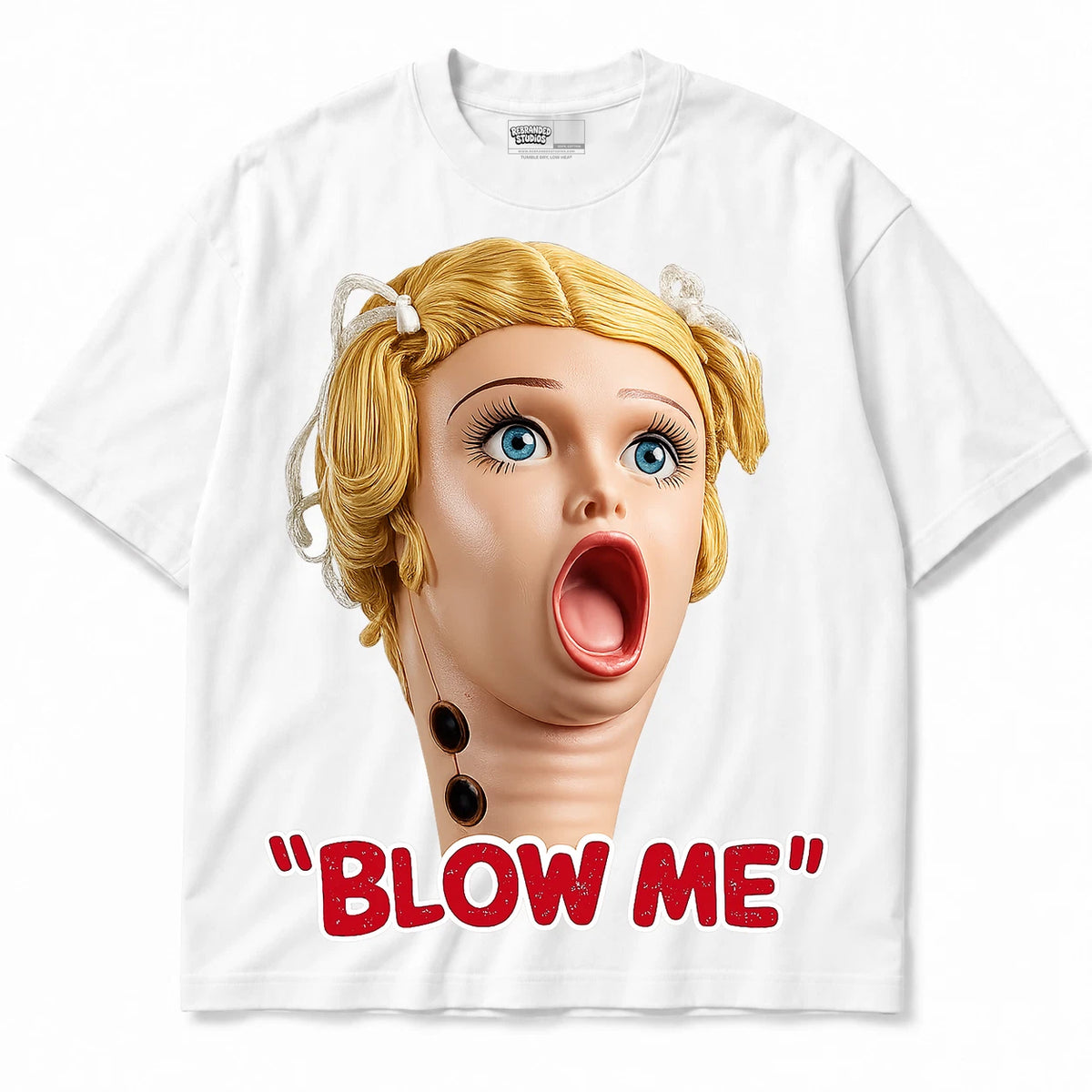 Rebranded Studios Blow Me Air Jordan 9 OG Space Jam White shirt — front