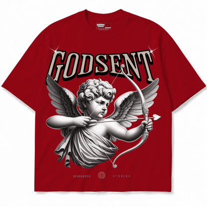Rebranded Studios God Sent Air Jordan 4 Brick By Brick red shirt — front