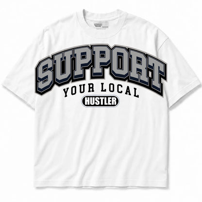 Rebranded Studios Support Your Local Hustler Air Jordan Retro 6 Georgetown Collection White shirt — front