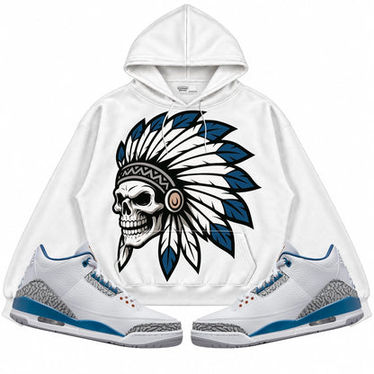 Rebranded Studios Chief 2.0 Air Jordan 3 “Wizards” PE White hoodie — front with sneakers