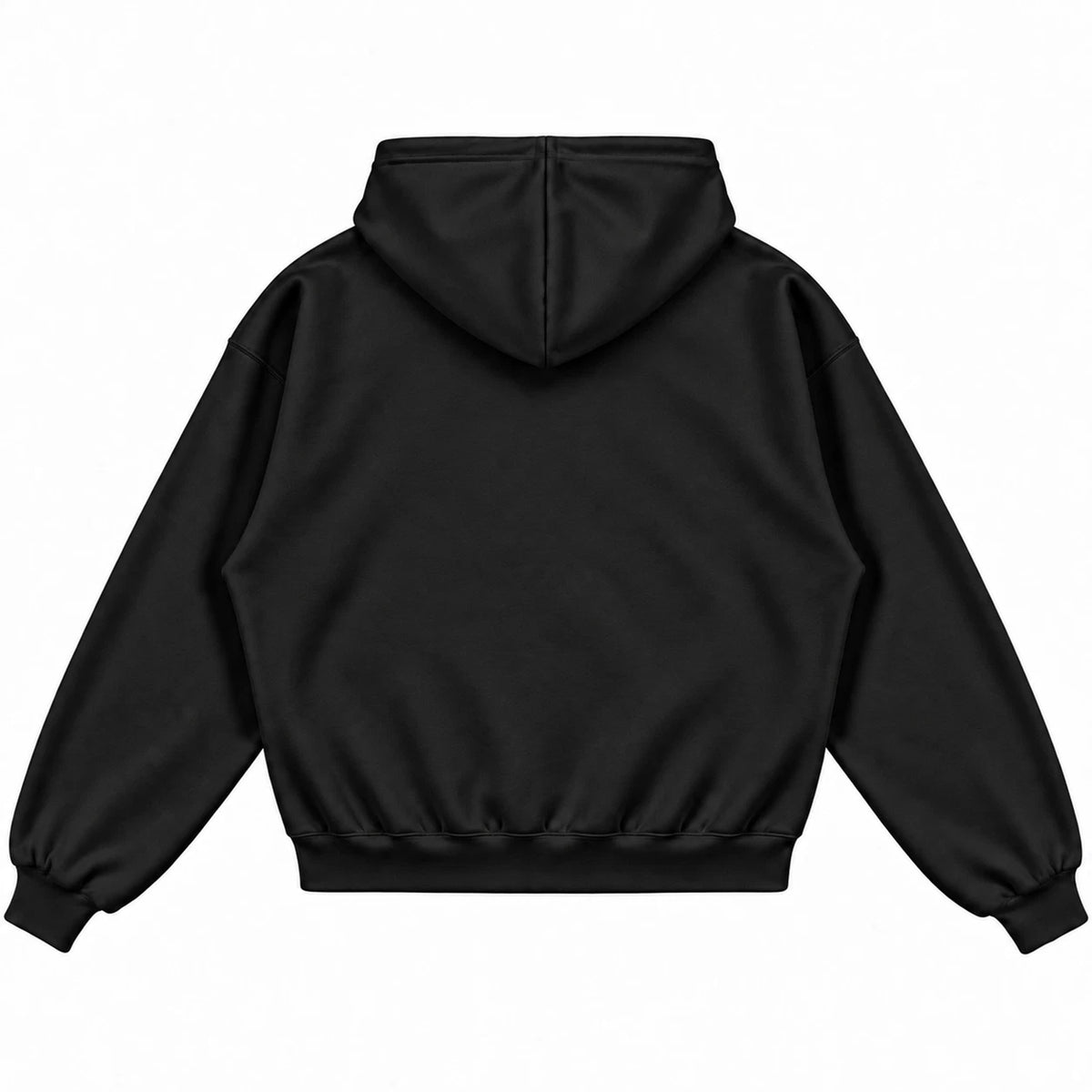Rebranded Studios hoodie — back view without sneakers