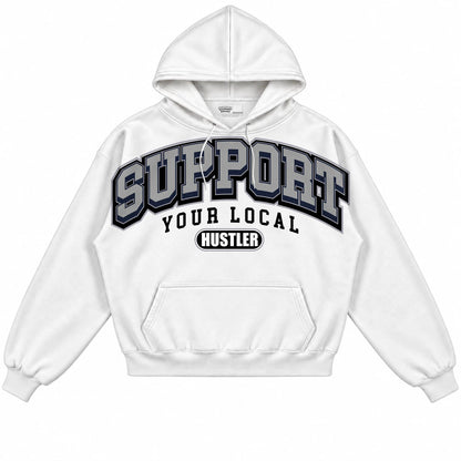 Rebranded Studios Support Your Local Hustler Air Jordan 3 White Navy White hoodie — front