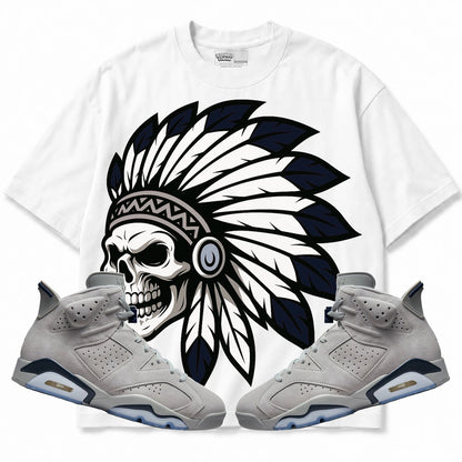 Rebranded Studios Chief 2.0 Air Jordan Retro 6 Georgetown White shirt — front with sneakers