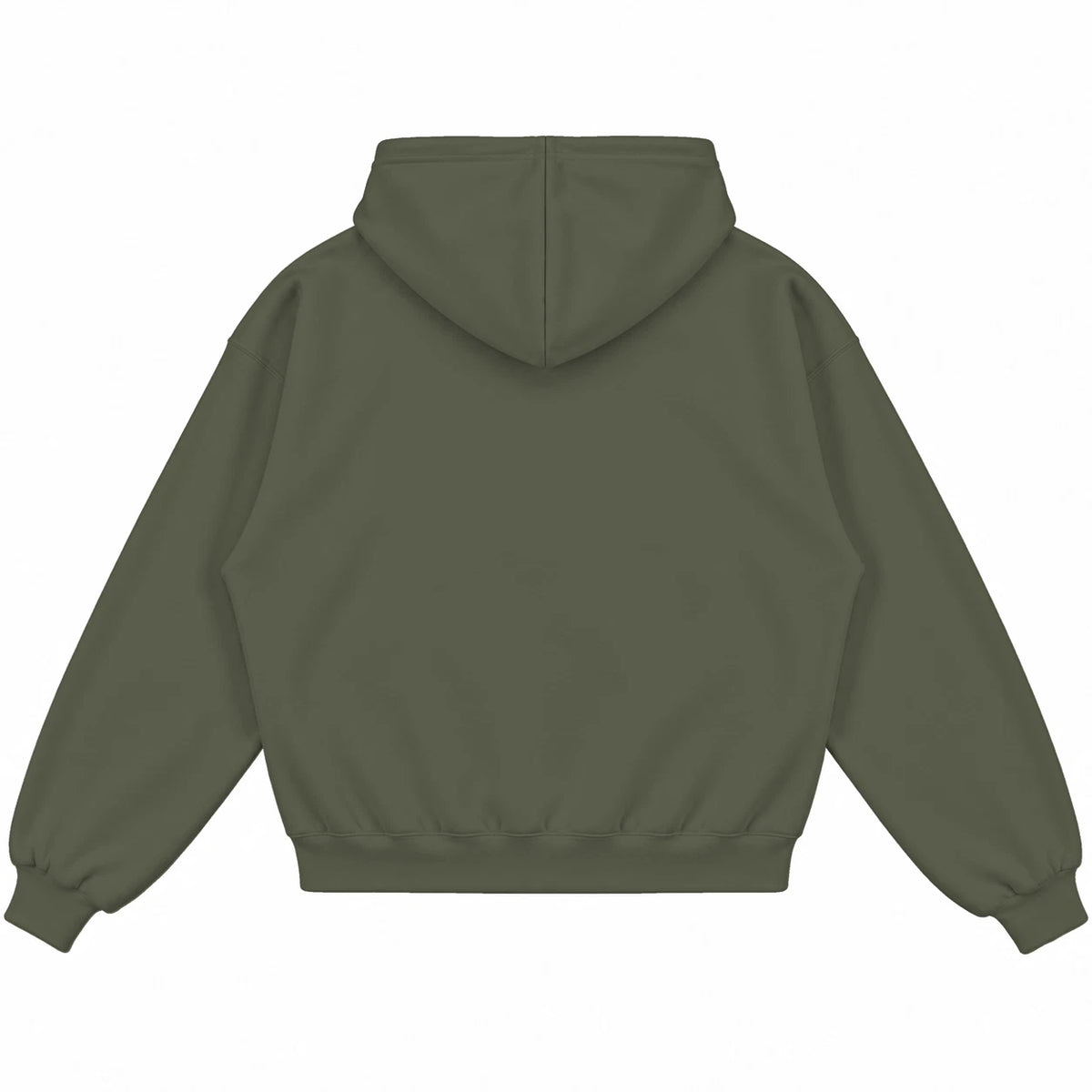 Rebranded Studios hoodie — back view without sneakers