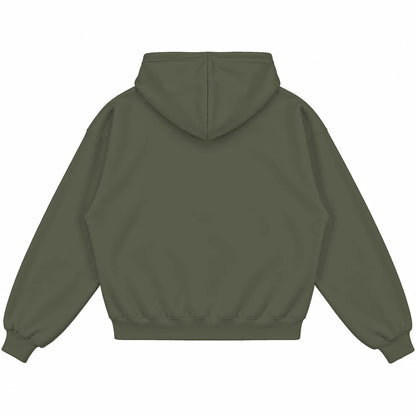 Rebranded Studios hoodie — back view without sneakers