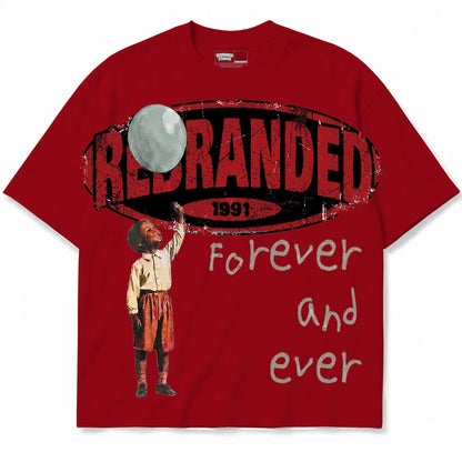 Rebranded Studios Forever And Ever Air Jordan 4 Brick By Brick red shirt — front
