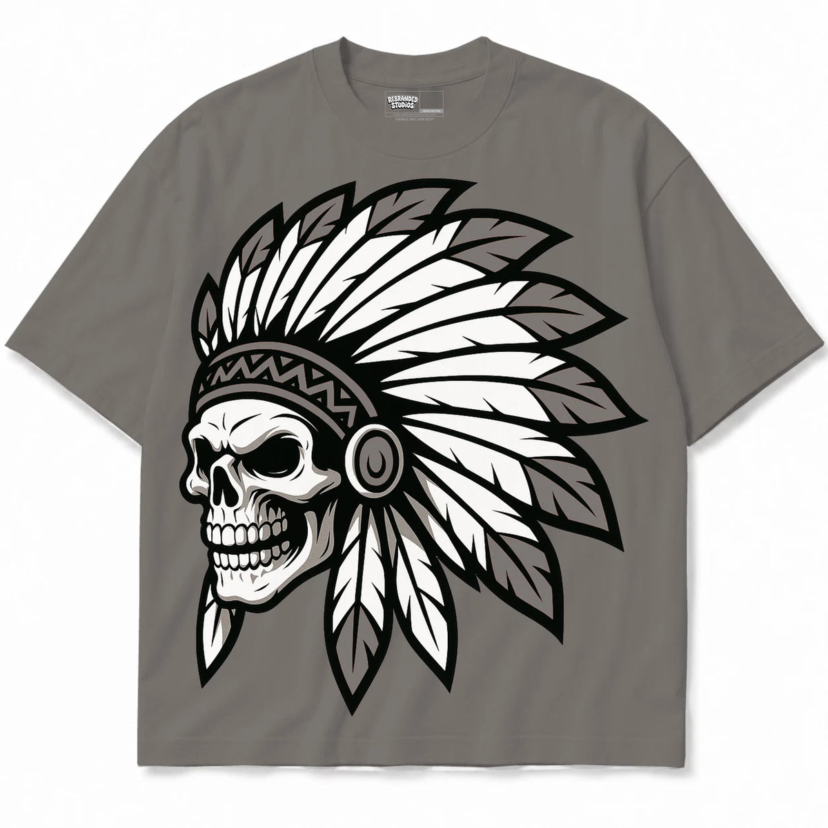 Rebranded Studios Chief 2.0 Air Jordan 4 Cave Stone cave gray shirt — front