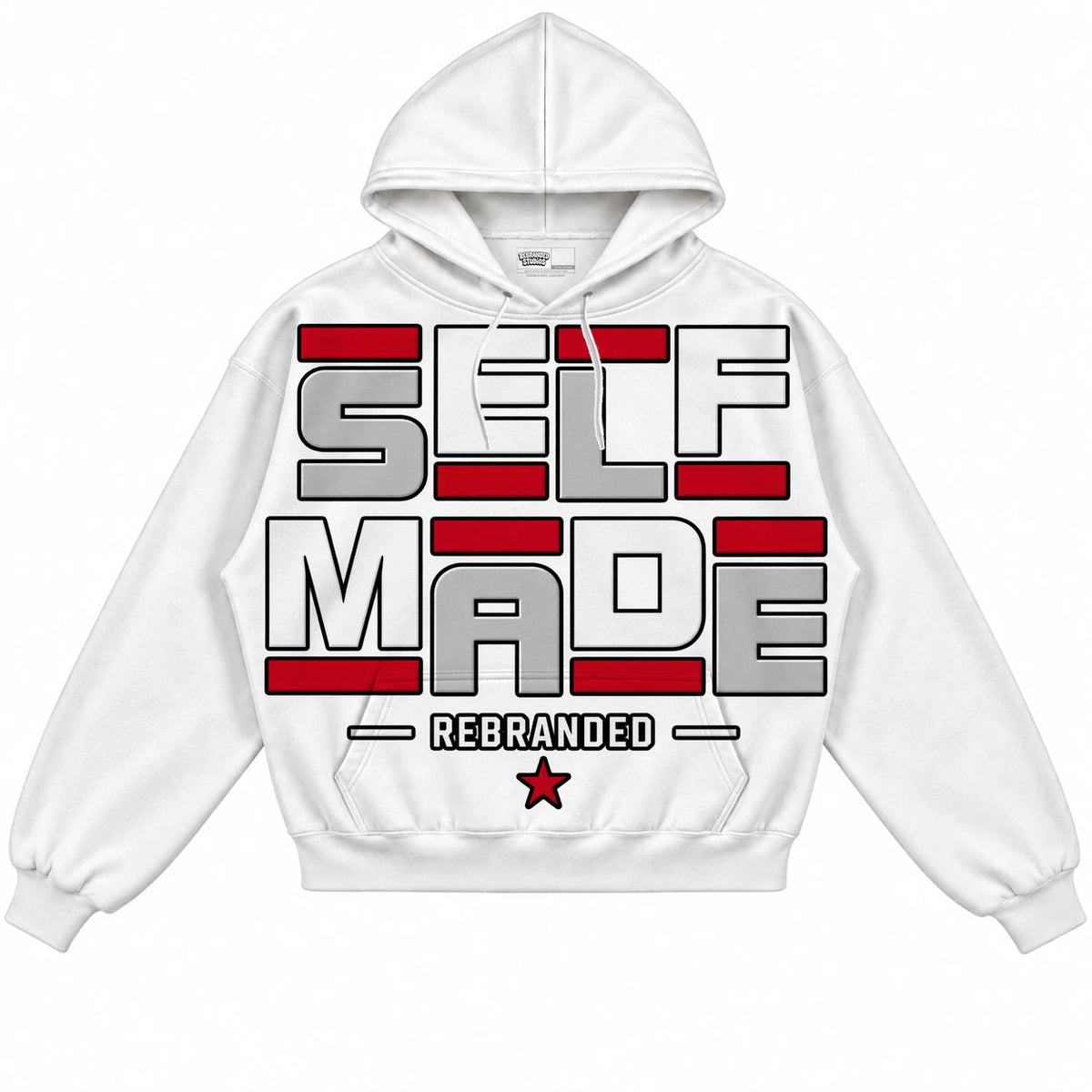 Rebranded Studios Self Made Air Jordan 9 OG Space Jam Collection white hoodie — front