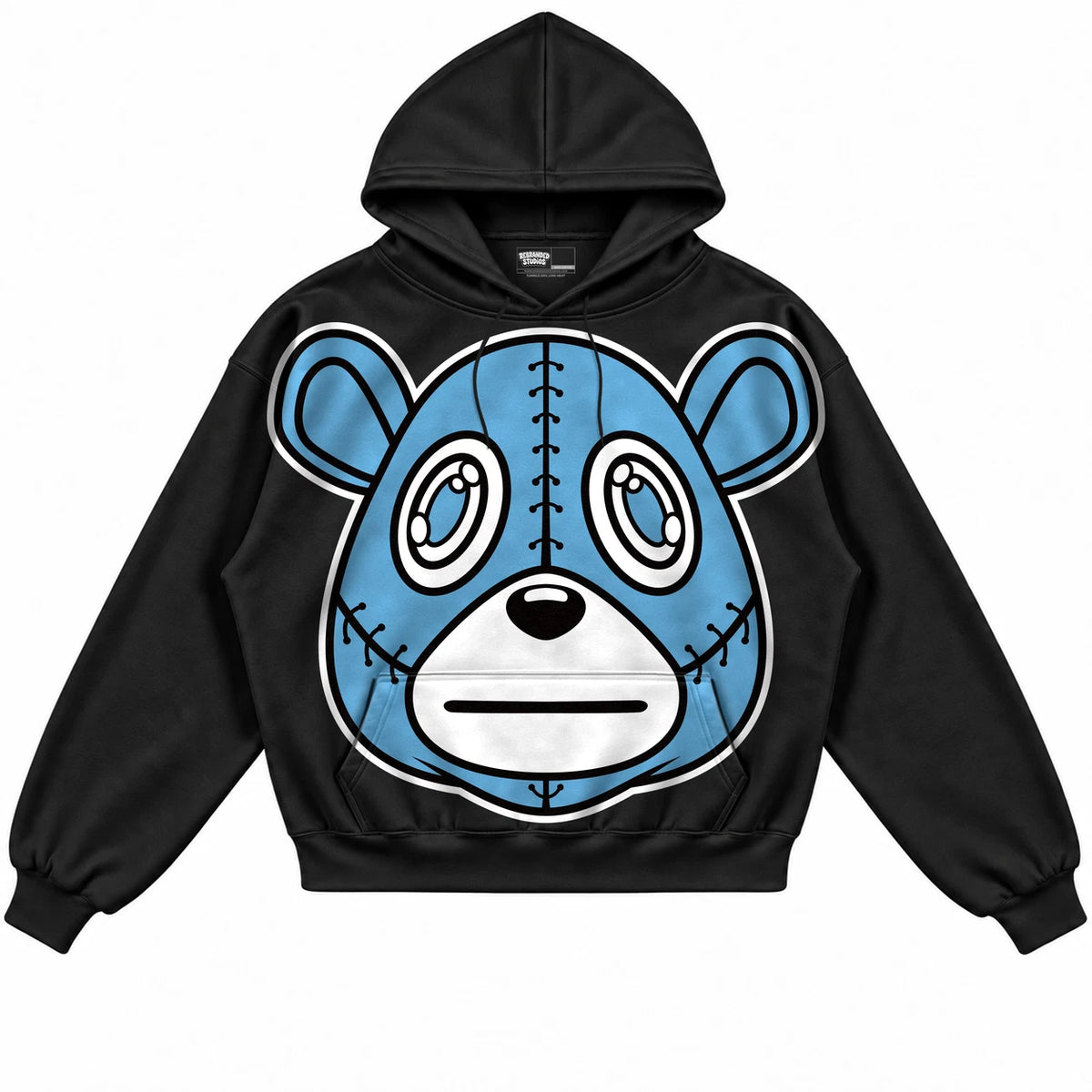 Rebranded Studios Rebranded Bear Air Jordan 1 High OG UNC Toe Black hoodie — front