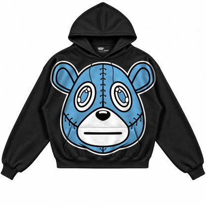 Rebranded Studios Rebranded Bear Air Jordan 1 High OG UNC Toe Black hoodie — front