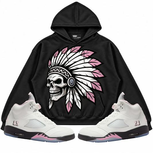 Rebranded Studios Chief 2.0 Air Jordan 5 35TH Anniversary Black hoodie — front with sneakers