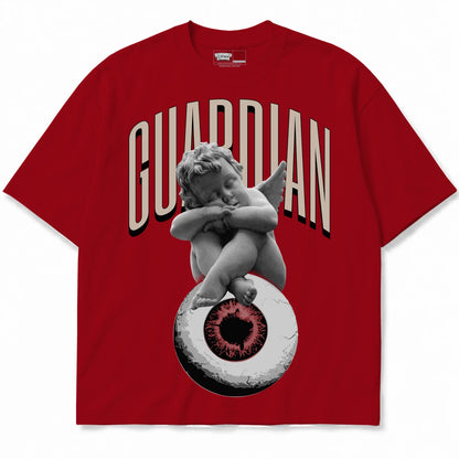 Rebranded Studios Guardian Air Jordan 4 Brick By Brick red shirt — front